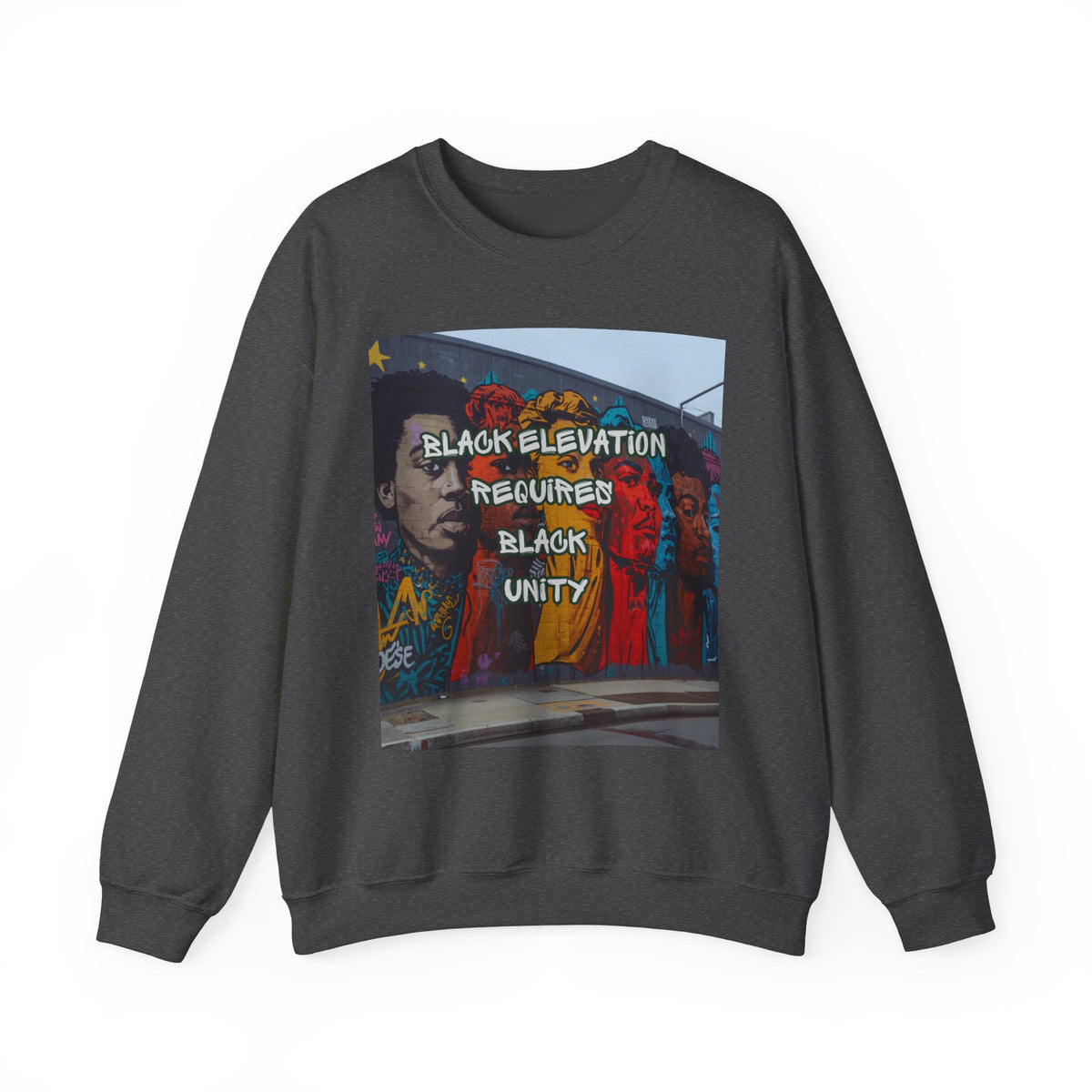 Crewneck Sweatshirt - "Black Elevation Requires Black Unity" Mural Graphic