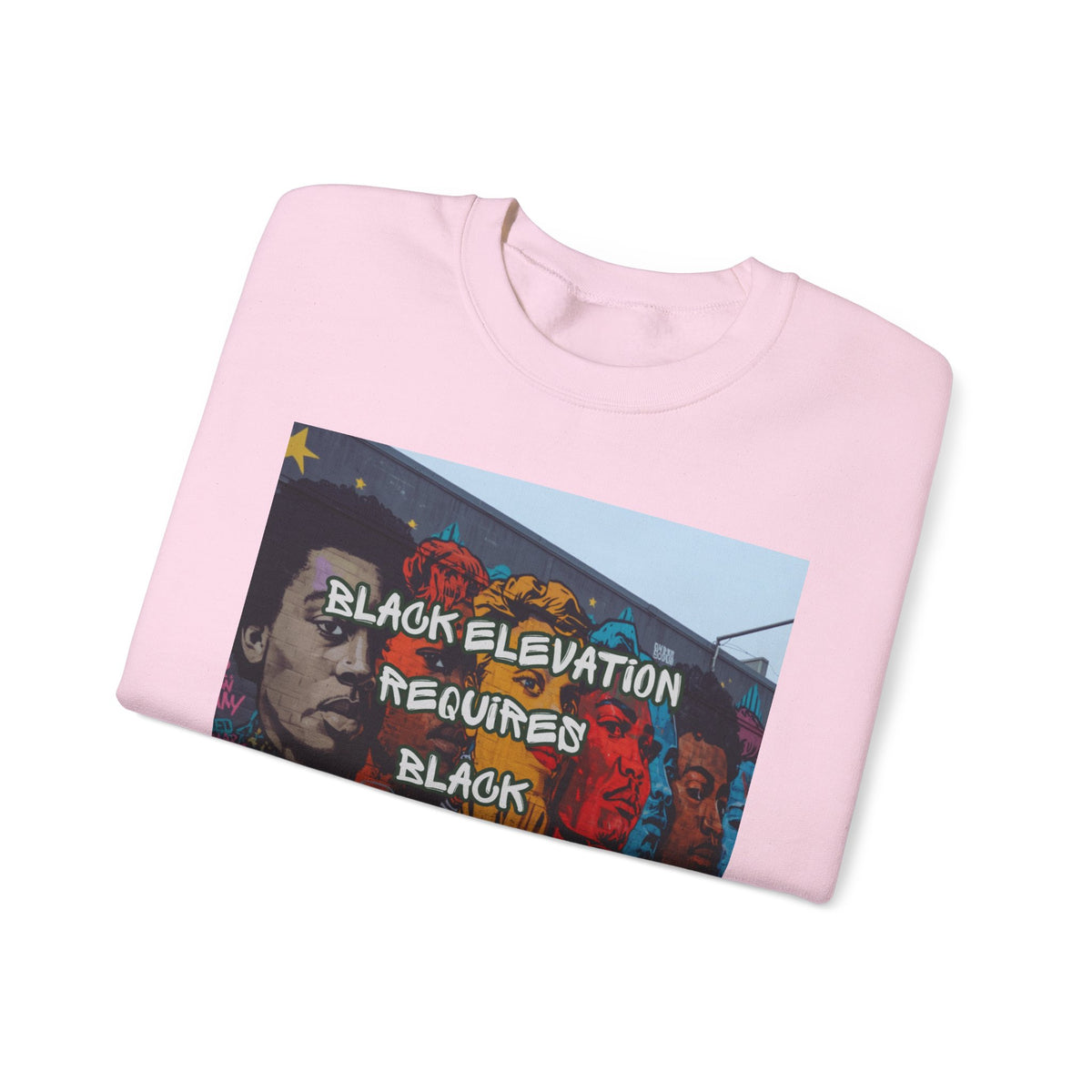 Crewneck Sweatshirt - "Black Elevation Requires Black Unity" Mural Graphic