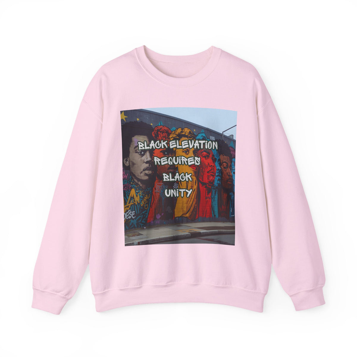 Crewneck Sweatshirt - "Black Elevation Requires Black Unity" Mural Graphic