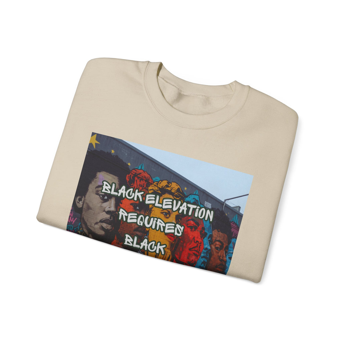 Crewneck Sweatshirt - "Black Elevation Requires Black Unity" Mural Graphic