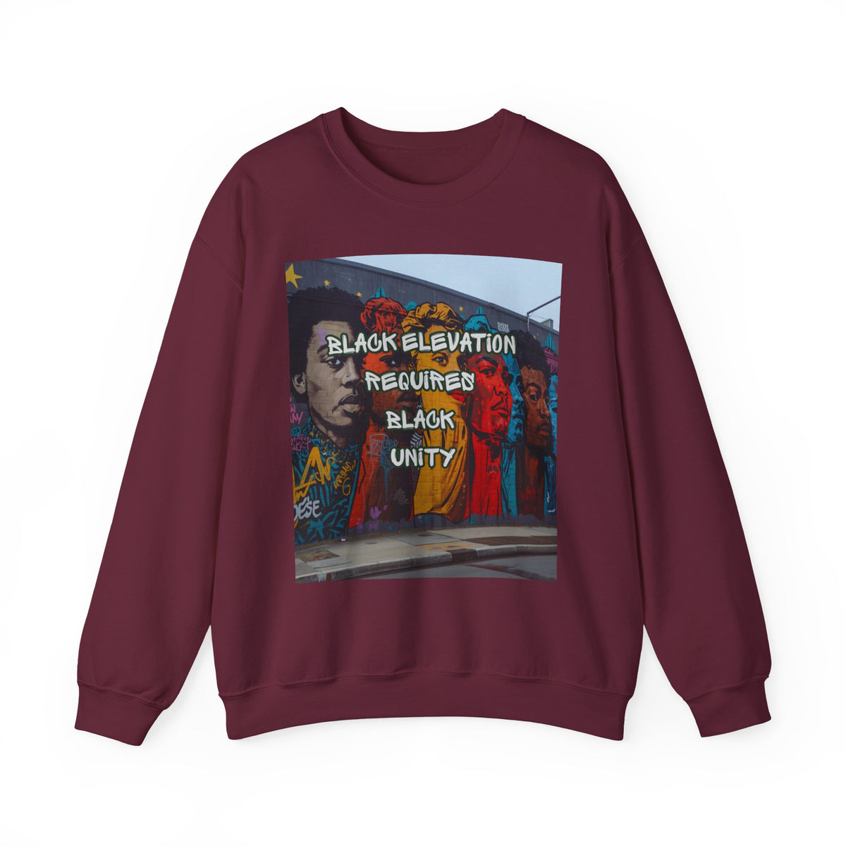 Crewneck Sweatshirt - "Black Elevation Requires Black Unity" Mural Graphic