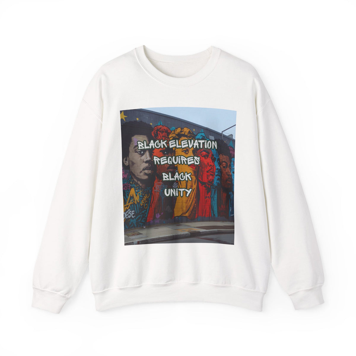 Crewneck Sweatshirt - "Black Elevation Requires Black Unity" Mural Graphic