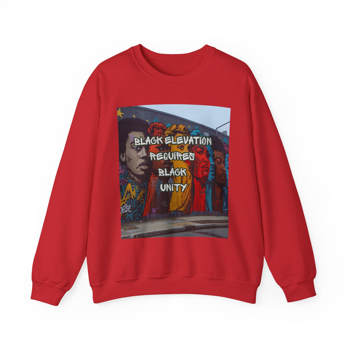 Crewneck Sweatshirt - "Black Elevation Requires Black Unity" Mural Graphic