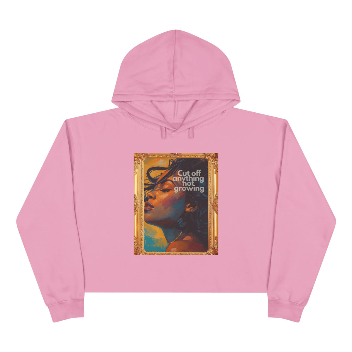 Cropped Hoodie — Vintage Portrait "Cut Off Anything Not Growing" Graphic