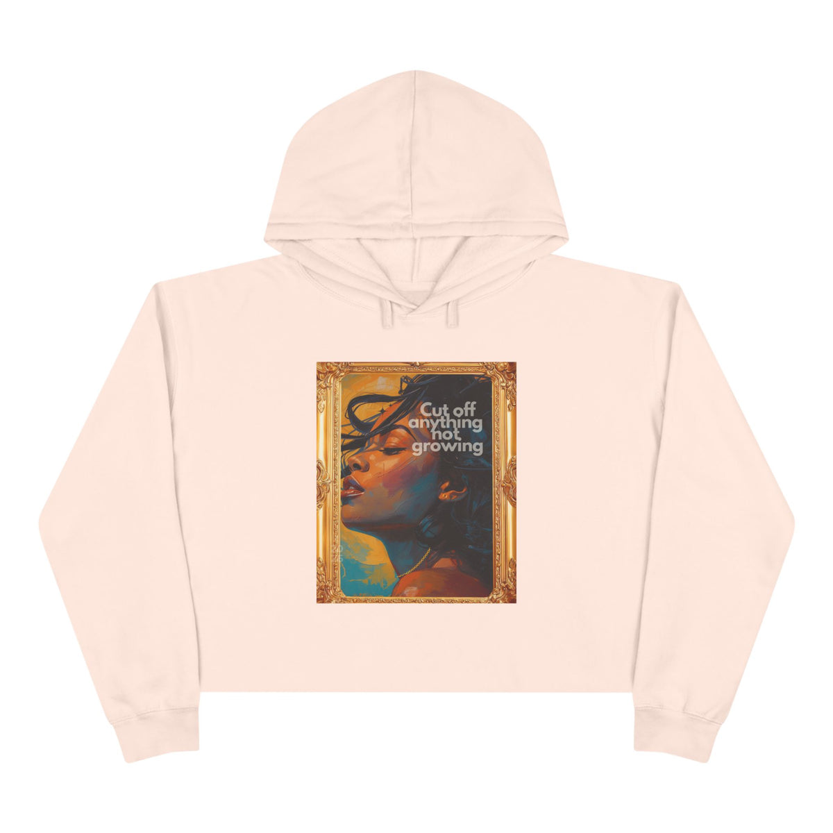 Cropped Hoodie — Vintage Portrait "Cut Off Anything Not Growing" Graphic