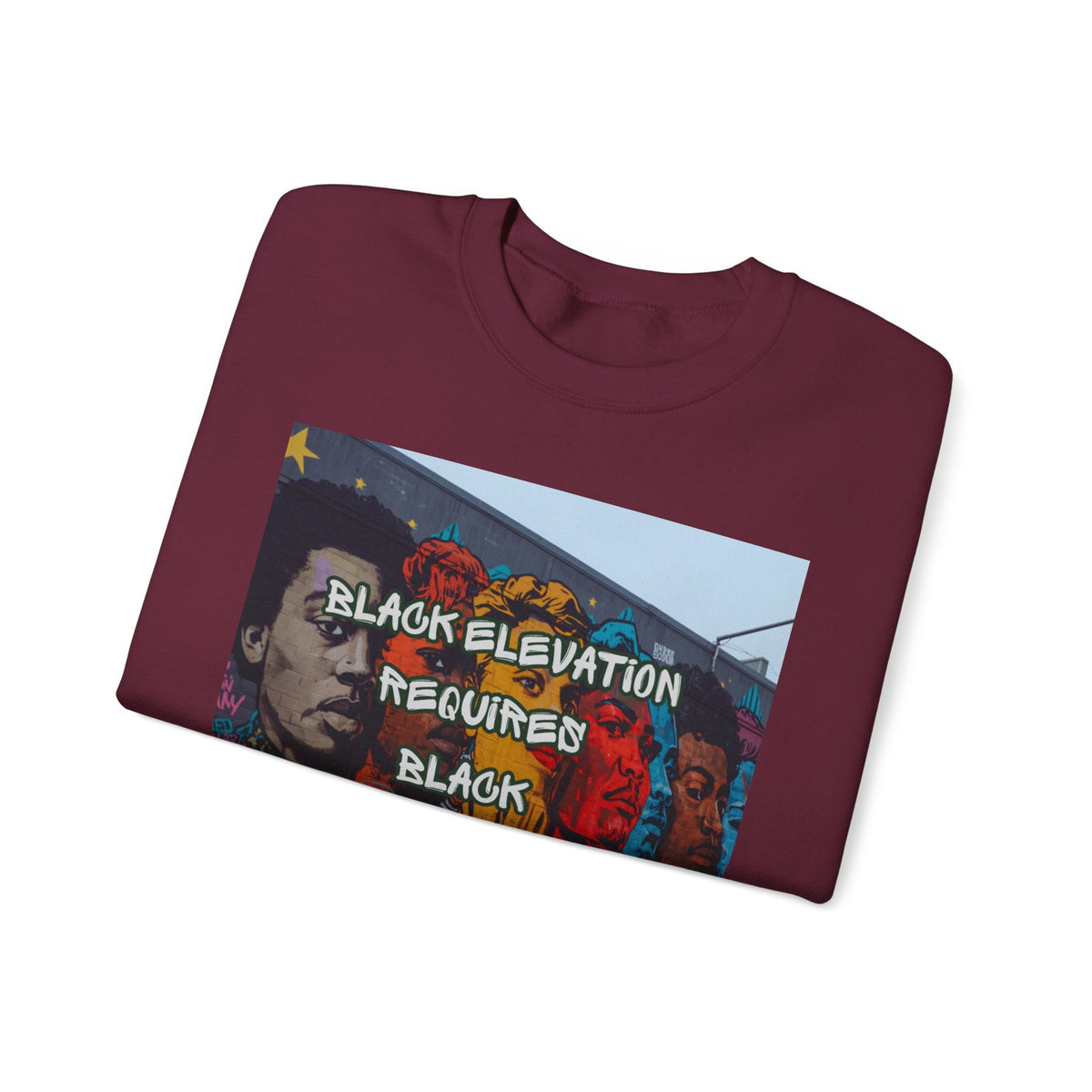 Crewneck Sweatshirt - "Black Elevation Requires Black Unity" Mural Graphic