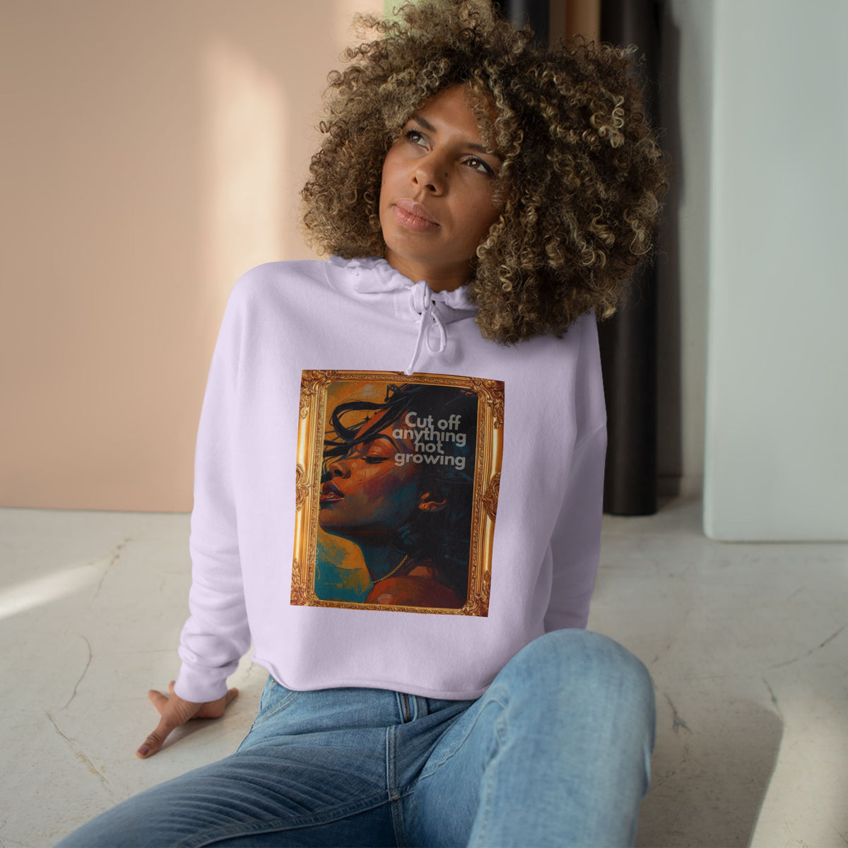 Cropped Hoodie — Vintage Portrait "Cut Off Anything Not Growing" Graphic
